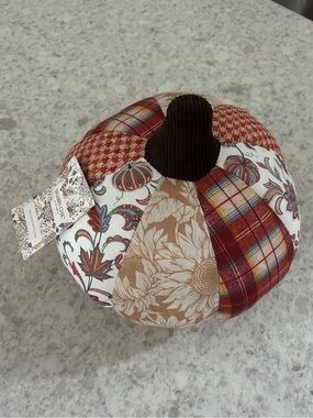 “New” Shabby Chic Patchwork Fabric Pumpkin - Rust, Cream & Browns